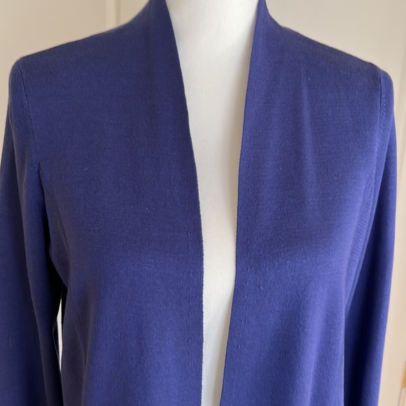 Eileen Fischer silk and organic cotton cardigan in soft purple - Picture 2 of 10